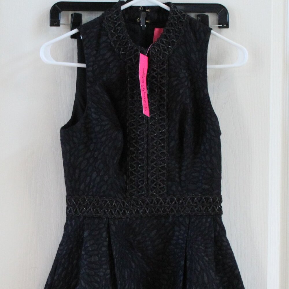 Lilly Pulitzer Black Textured Sleeveless Fit-and-Flare Dress